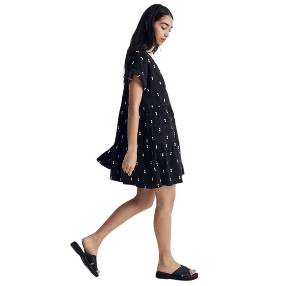 MADEWELL Lightspun Cuff Sleeve Button Front Tiered Mini Dress XXS SOLD - Picture 2 of 8